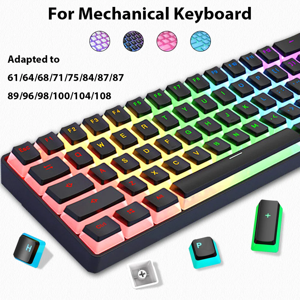 Gaming Accessories Aesthetic - 129 Klawiszy Pudding Keycaps PBT Double