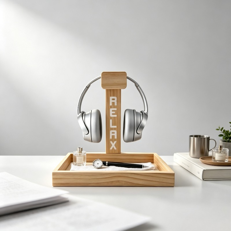 Gaming Accessories Rack - Drewniany stojak na słuchawki gamingowe, organizer